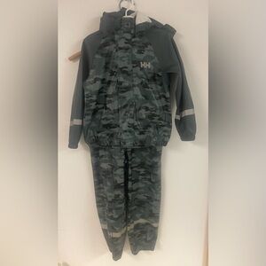 Helly Hansen hooded rain jacket and bib rain pants